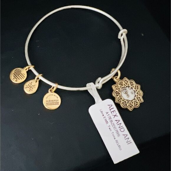 NEW Alex and Ani Libra Zodiac Charm Two Tone Gold Silver Bracelet 2017 - Picture 1 of 5